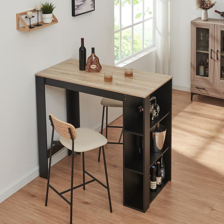 Produktbild En.Casa Bartisch Danderyd 120x60x106 cm mit 3 Ablagefächern Schwarz/Eicheoptik