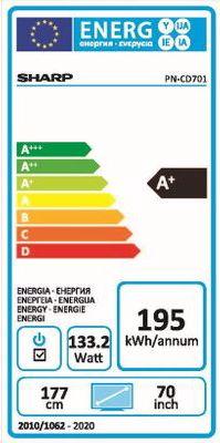 Energy Label Sharp PNCD701 (3840 x 2160 Pixels, 70")