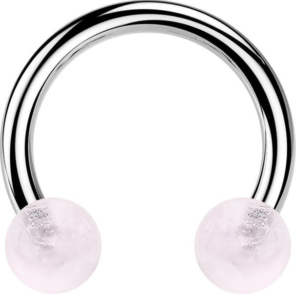 Actual product image Star Piercing Micro Circular Barbell Innengewinde silber mit zwei Kugeln Rosenquarz Stein (without brass, Mineral, Surgical steel 316L)