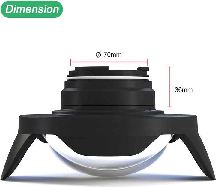 Actual product image Seafrogs WA005-C-GL WA005-A Series 6 inch Dome Port 40M/130FT (Plastic Tube, Glass Dome)