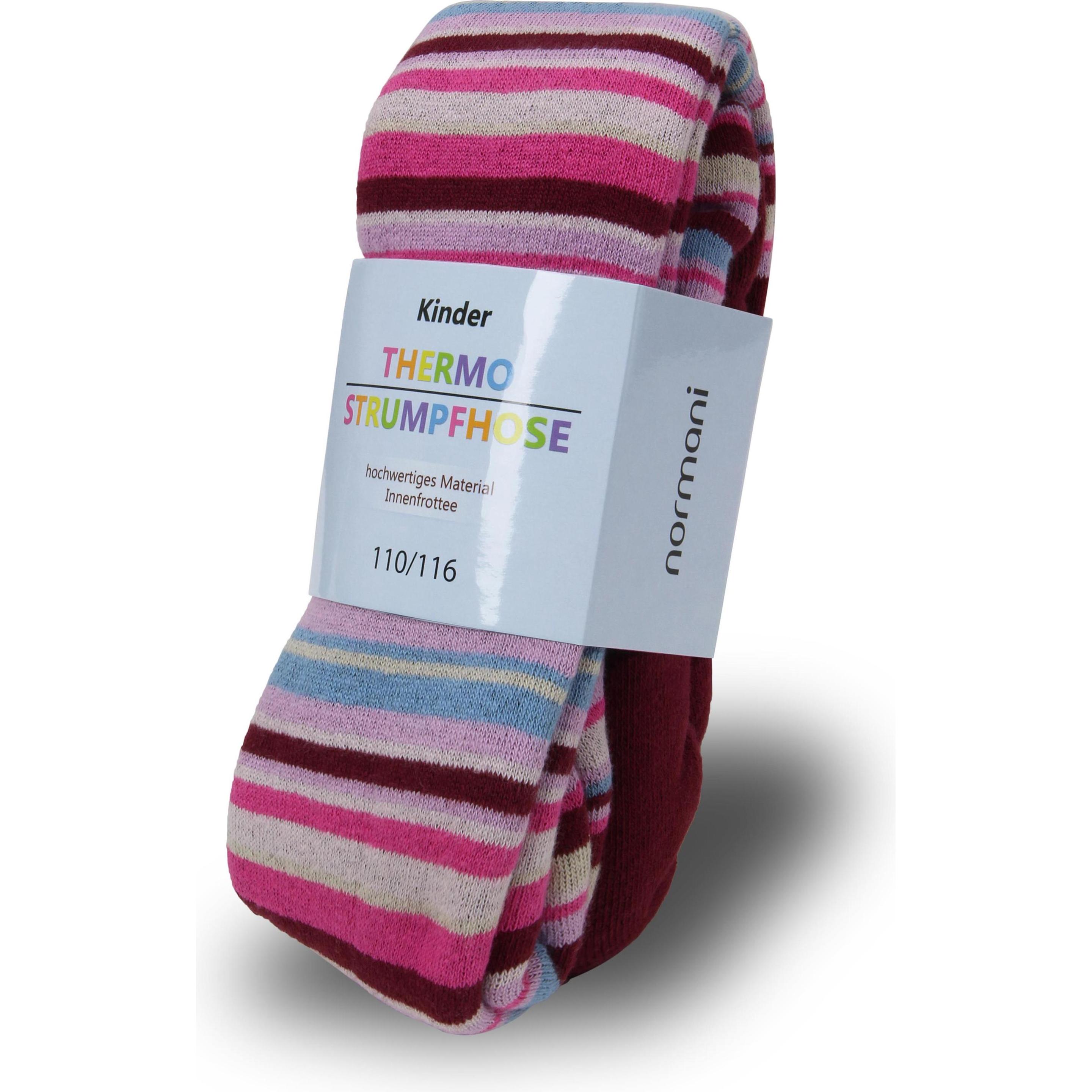 Thumbnail - Normani, Herren, Strümpfe, Kinder-Ringel-Thermostrumpfhose, Braun, (110/116)