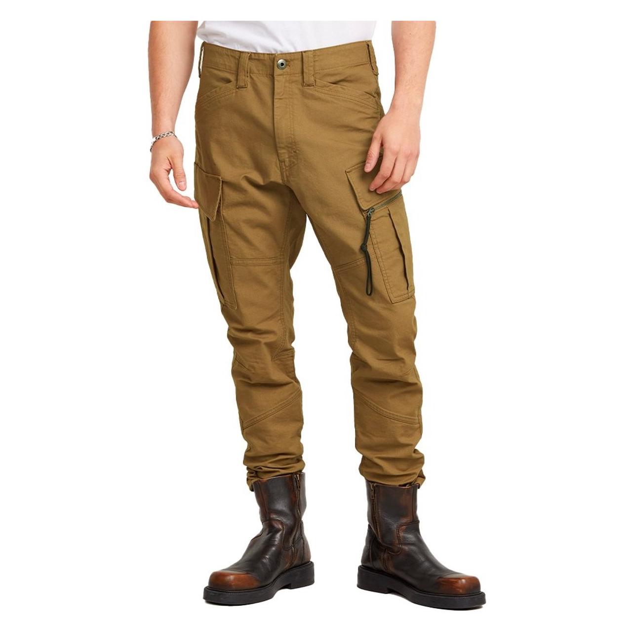 G-Star, Herren, Hosen, Pantaloni Cargo Aderenti 3D Con Tasche Zip, Braun, (W33/L32)