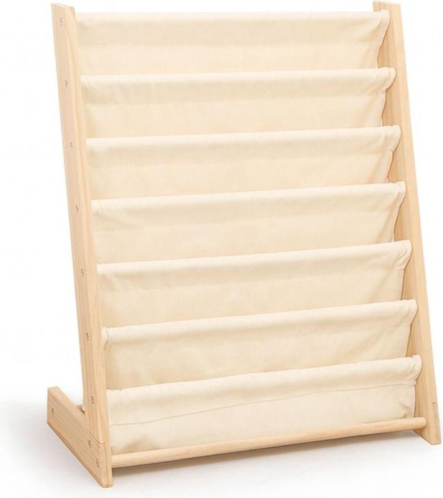 Hermex Holzregal mit Baumwolltuch Kinderregal Bücherregal Kinderbuchregal