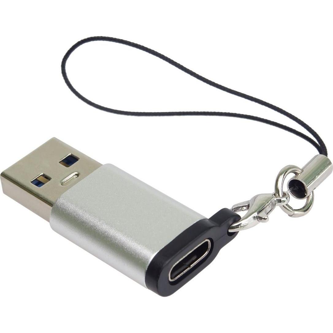 PremiumCord Adaptér USB3.0 A male - USB-C Female, stříbrná s očkem na zavěšení (USB 3.0), Cavo USB