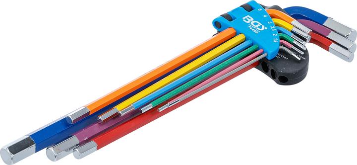 Image du produit BGS Jeu de clés allen | multicolore | extra longues | six pans femelle 1,5 - 10 mm | 9 pièces