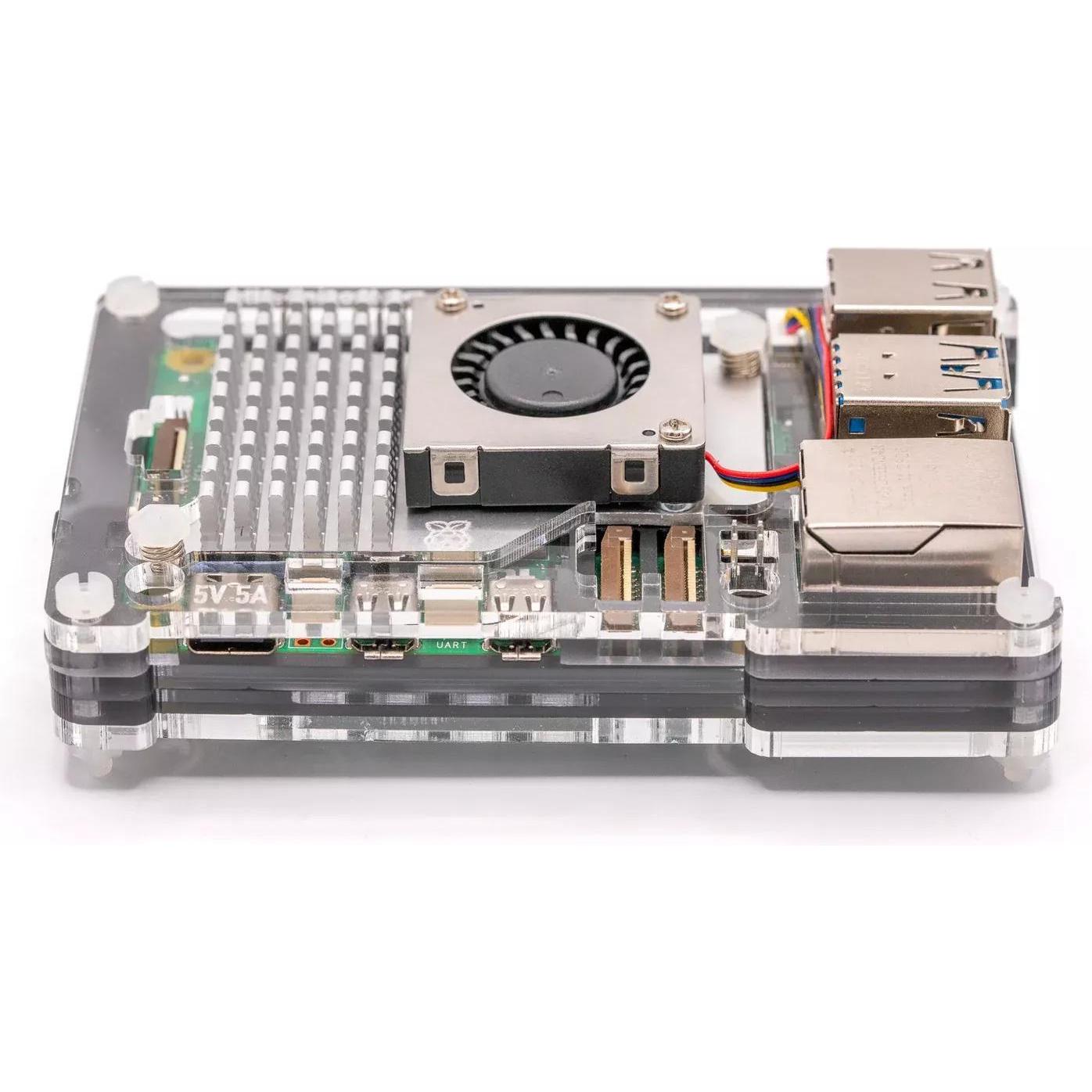 Raspberry Pi Pibow case for 5 (fan not included) - Gray, Entwicklungsboard Zubehör, Grau