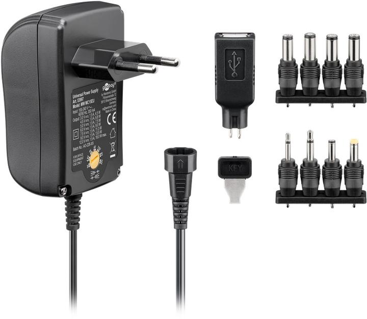 Produktbild Goobay 3 V - 12 V Universal-Netzteil 1.5A