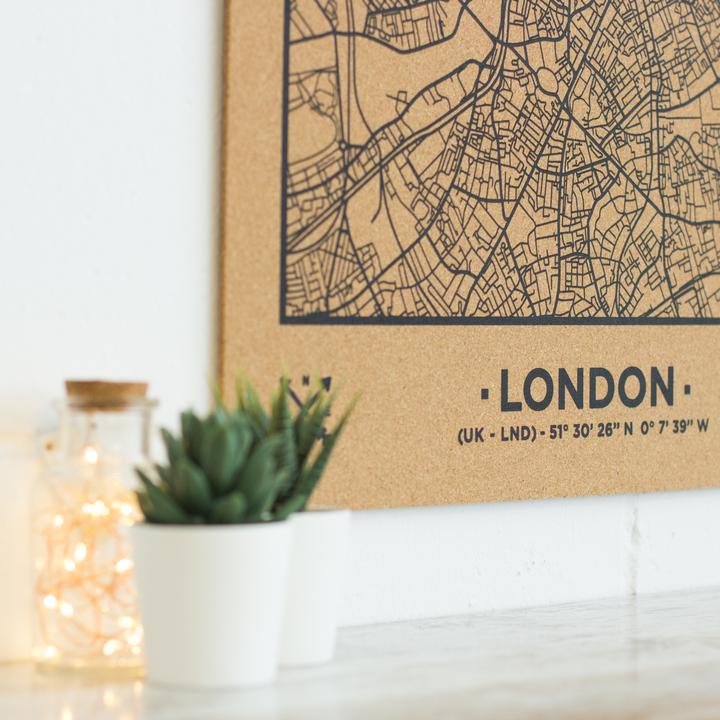 Miss wood Woody Map Städtekarte - London - XL (Pinnwand, 90 x 60 cm)