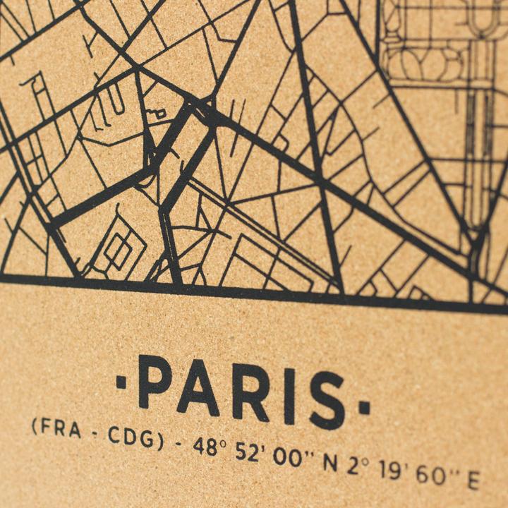 Produktbild Miss wood Woody Map Städtekarte - Paris - L- in schwarz (Pinnwand, 60 x 45 cm)
