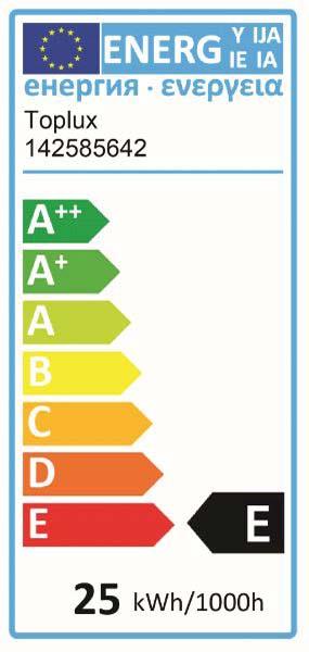 Energie-Label Scharnberger+Hasenbein Scharnberg Röhrenlampe 25x85mm E14 235V 25W klar 41514 (E14, 175 lm, 1x)