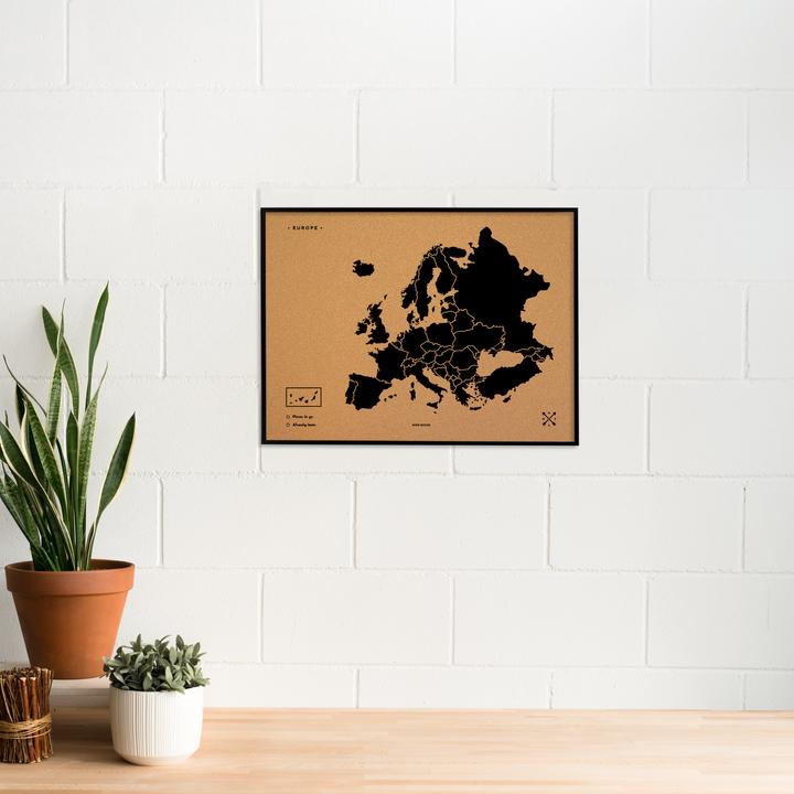 Actual product image Miss wood Woody Map - Europe - L - Black - Frame Black (Bulletin board, 60 x 45 cm)