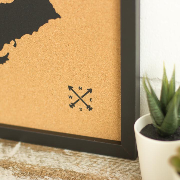 Actual product image Miss wood Woody Map - Europe - L - Black - Frame Black (Bulletin board, 60 x 45 cm)
