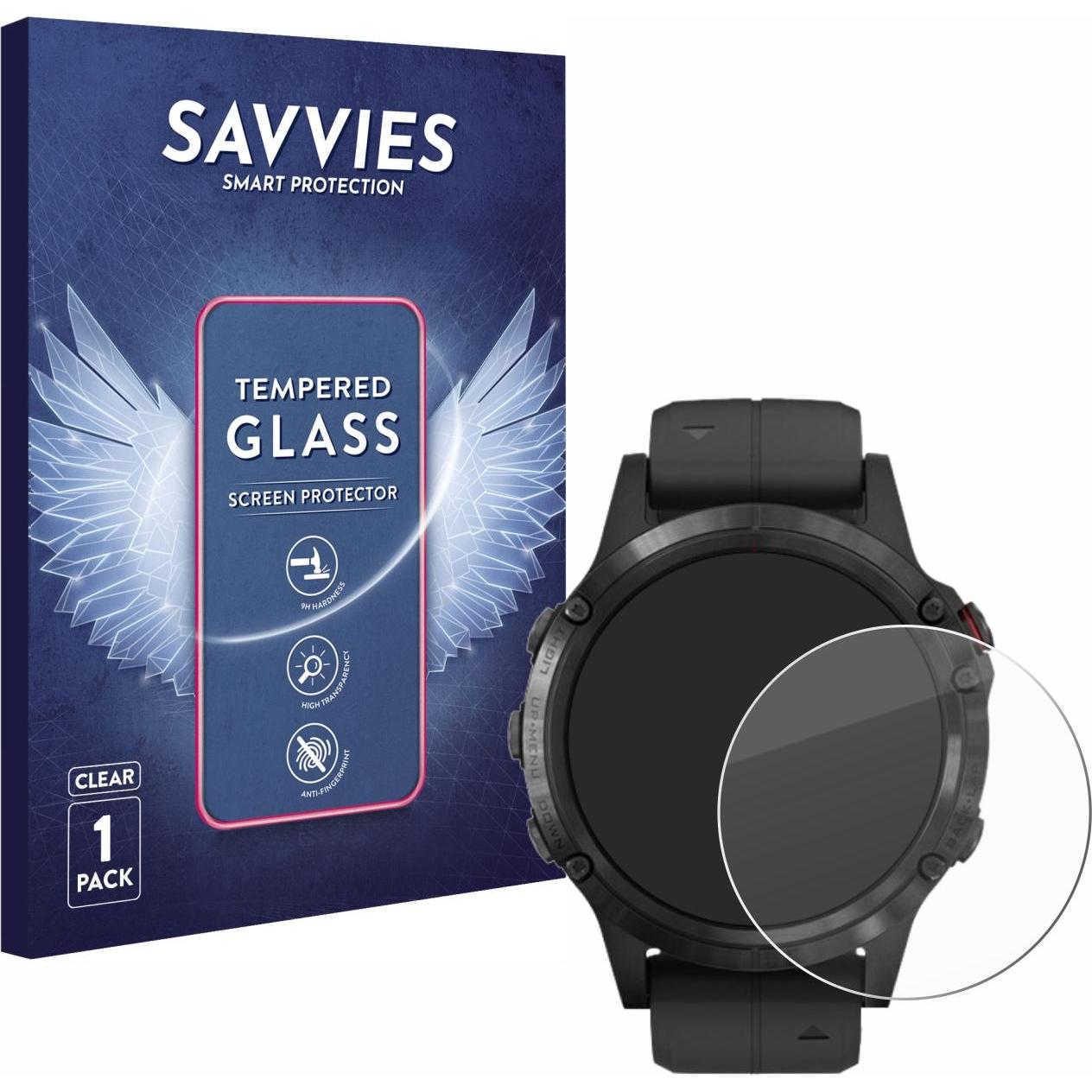 Savvies Panzerglas Hartglas Displayschutz, Smartwatch Schutzfolie, Transparent