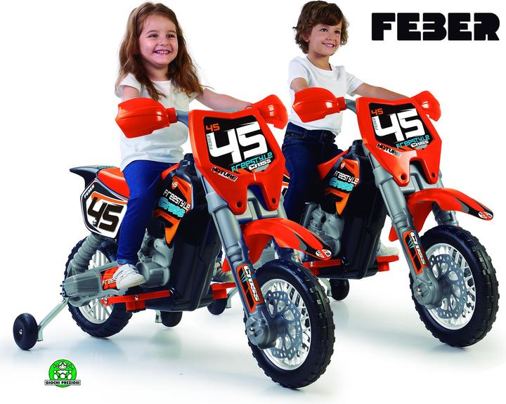 Produktbild Feber Orangefarbenes 6-V-Batterie-Cross-Motorrad für Kinder (6 V)