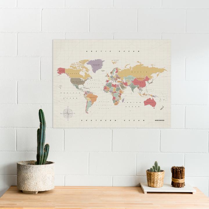 Immagine prodotto Miss wood Mappa del mondo Tropicale (Bacheca, Mappamondo, 90 x 60 cm)