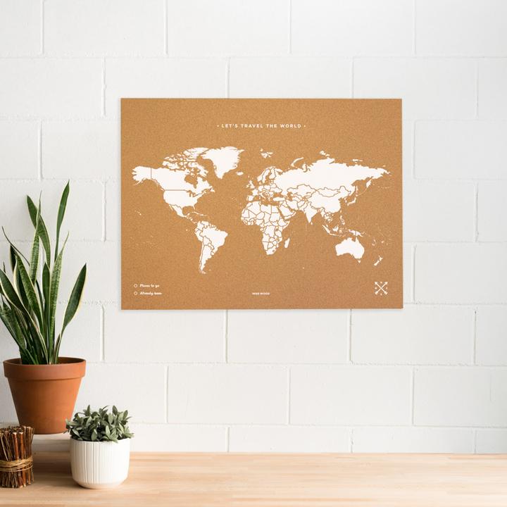 Woody Map XL (Bulletin board, World map, 90 x 60 cm)