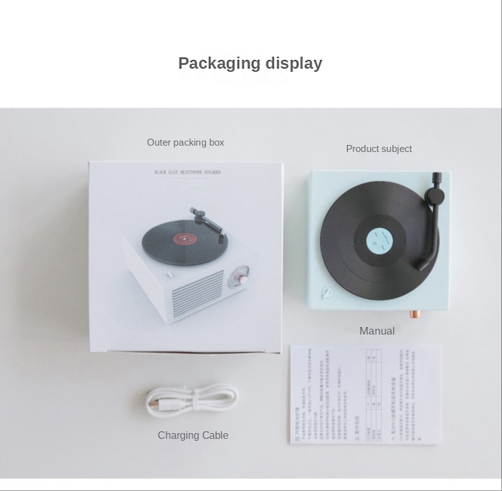 Produktbild PhoneLook Retro vintage Bluetooth Speaker Vinyl Plattenspieler Türkis (Vollautomatisch)