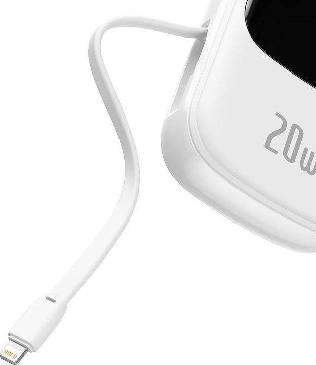 Actual product image Baseus Powerbank Qpow PRO with cable, 20000mAh, 20W (White) (20000 mAh, 76 Wh)