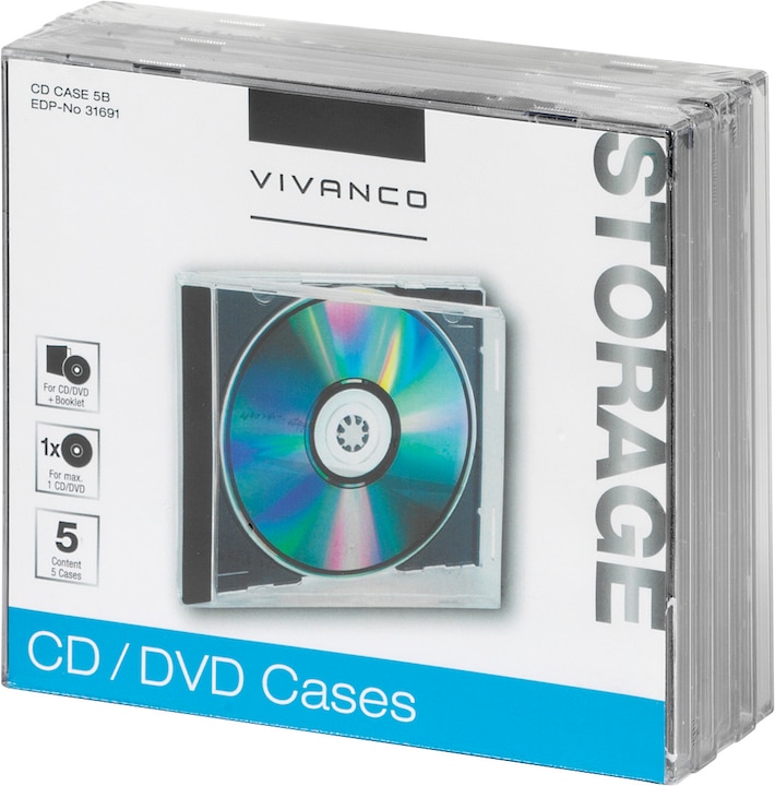 Actual product image Vivanco CD Jewel Case 5 Pack