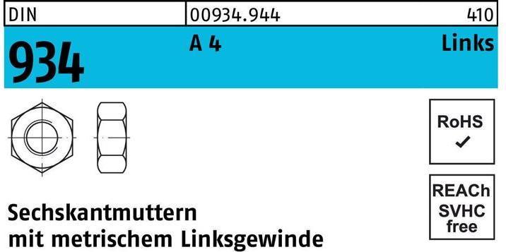 Produktbild Sechskantmutter DIN 934 links M 14 -LH A 4 (- 70) (M14)