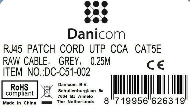 Produktbild Dsit CAT 5e Netzwerkkabel U/UTP (UTP, CAT5e, 0.25 m)