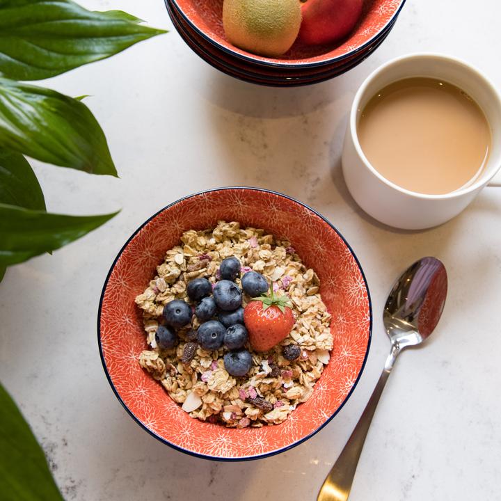 Actual product image Kitchen Craft KitchenCraft Glazed Stoneware Bowl, Red Floral, 15.5x7.5cm, Labelled (15.50 cm, 1.92 l, 1x)