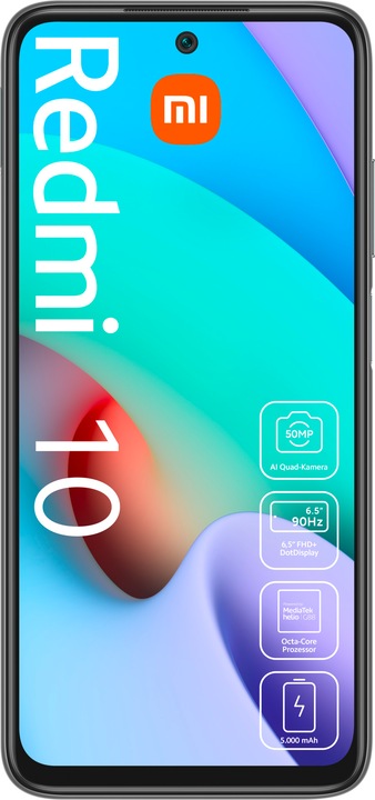 Image du produit Xiaomi Redmi 10 (128 Go, Gris carbone, 6.85", Double SIM, 50 Mpx, 4G)