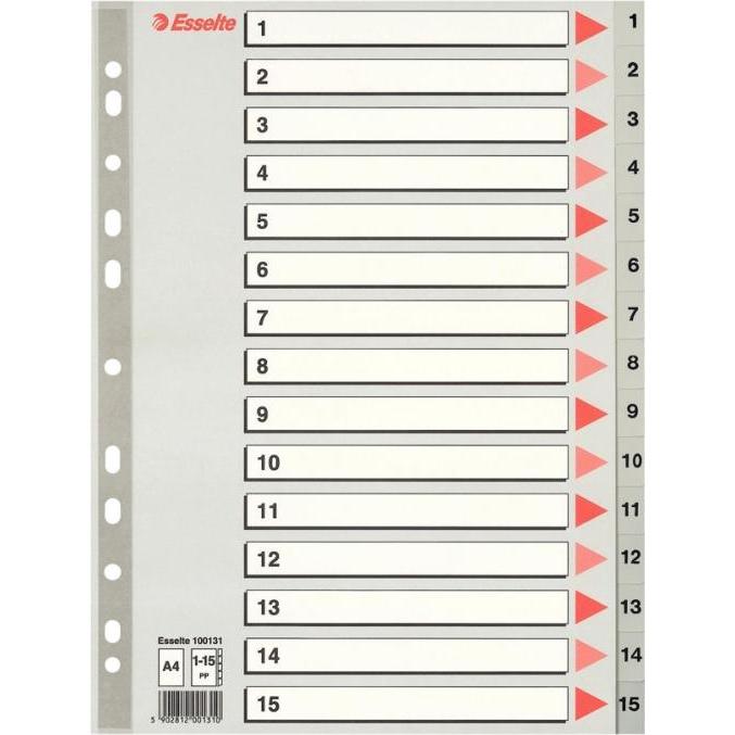 Esselte, Ordner Zubehör, Register PP A4 1-15 Grey