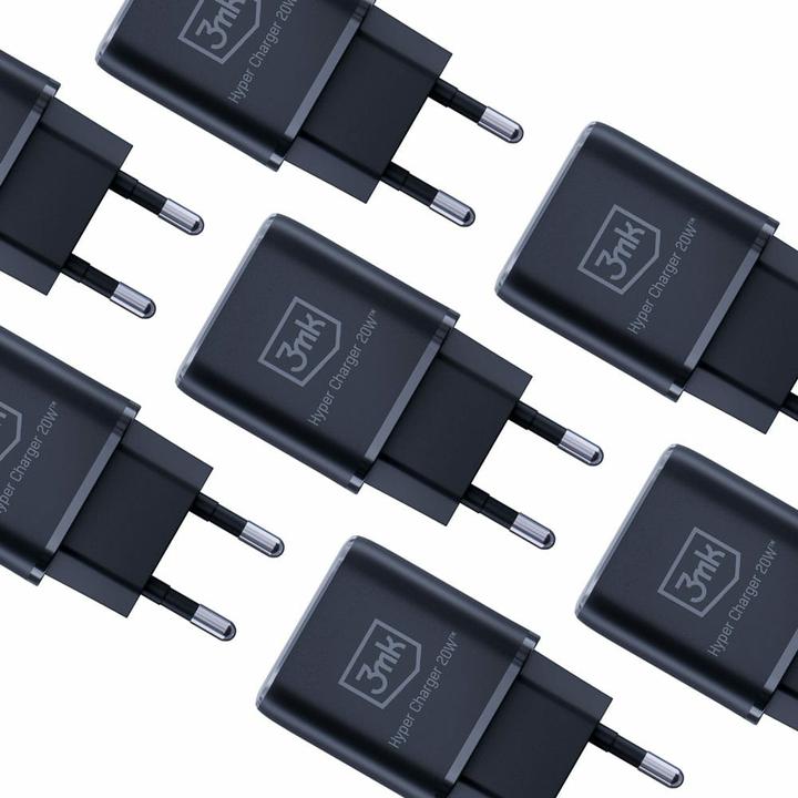 Actual product image 3MK HyperCharger 20W 1xUSB-C + 1xUSB-A ładowarka sieciowa PD/QC czarna/black (20 W, 2 ports)