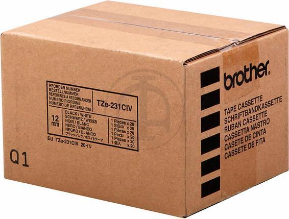 Actual product image Brother TZE231CIV PTOUCH 12mm WHITE-SCH (White)