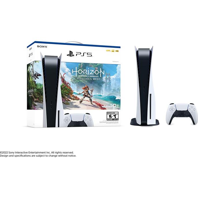 Sony Playstion 5 + Horizon Forbiden West, Spielkonsole, Schwarz, Weiss