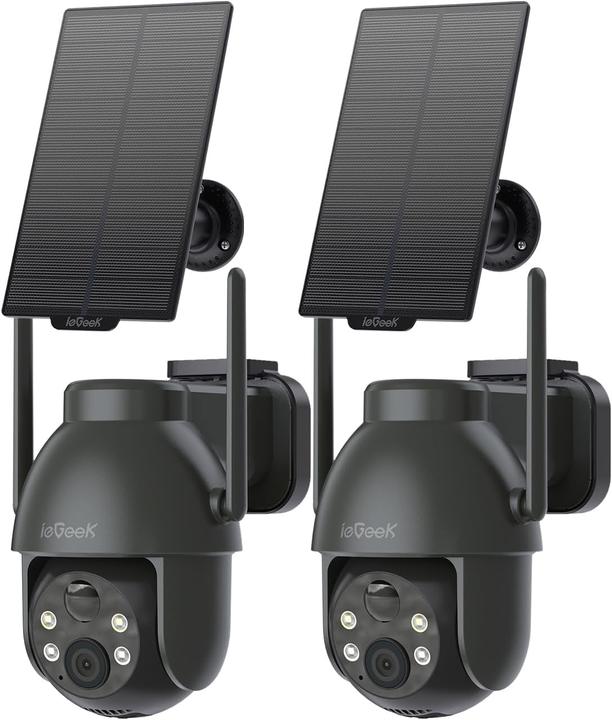 IeGeek 2K 3MP HD Solar-Überwachungskamera, 360° PTZ, 2 Stück (2304 x 1296 Pixels)