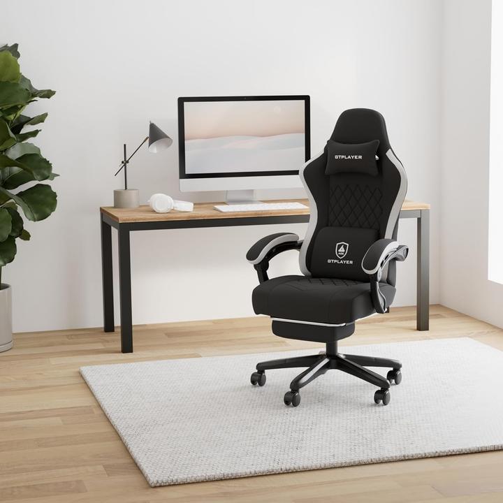 Actual product image Gtplayer Ergonomic Office Chair with Butterfly Embroidery, Breathable Fabric, and Interlacing Armrests