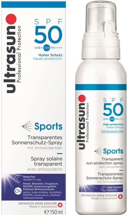 Immagine prodotto Ultrasun Spray per lo sport (Spray solare, SPF 50, 150 ml, 182 g)