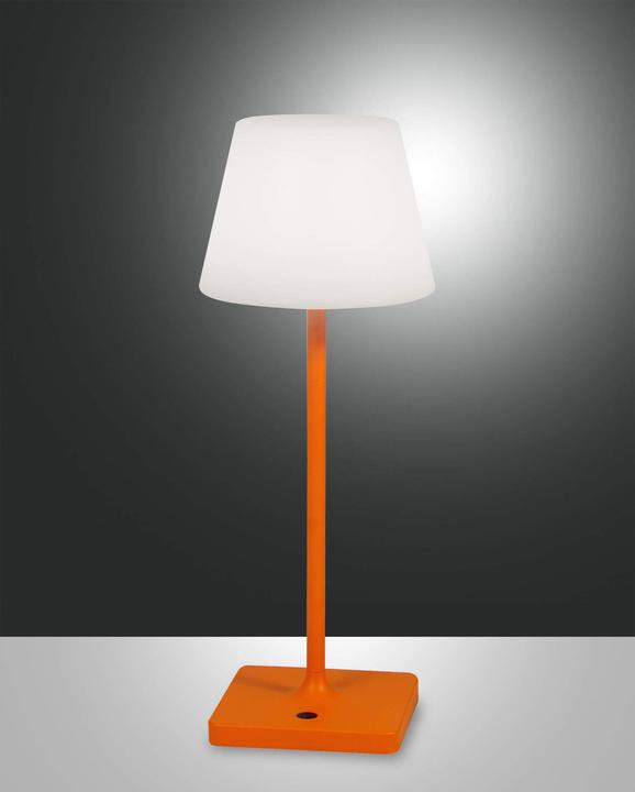 Fabas Luce LED outdoor rechargeable table lamp Adam Ø150mm 2.5W warm white IP44 orange dimmable rechargeable (200 lm)