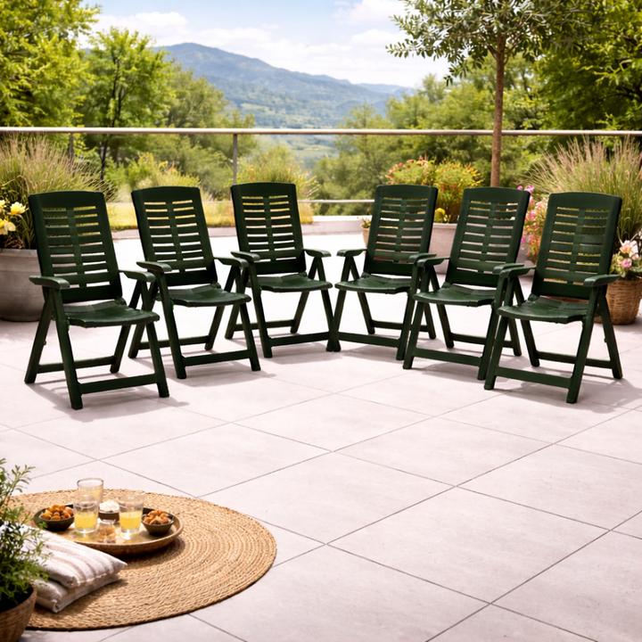 Actual product image Mojawo 6 folding chairs plastic green 5-positions