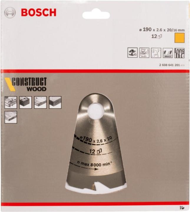 Immagine prodotto Bosch Professional Zubehör Lama circolare per legno PRO Construct, 190 x 2,6 x 20 mm