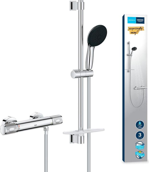 Produktbild Grohe Precision Feel QuickFix Thermostat-Duscharmatur und Vitalio Start 110 Brausestangenset, Länge 600mm