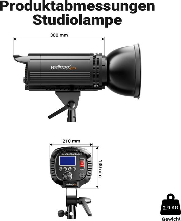 Produktbild Walimex pro LED Niova Plus DL 100 W + Stativ 2er Set Lichtstativ Flächenleuchte (Flächenleuchte)