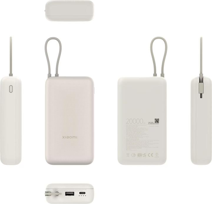 Actual product image Xiaomi Power Bank (Integrated Cable) (20000 mAh, 33 W, 74 Wh)
