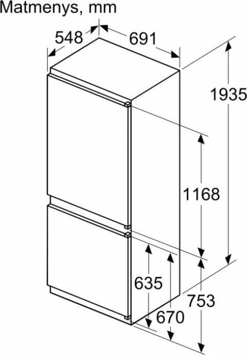 Actual product image Bosch Hausgeräte BOSC built-in fridge-freezer combination (383 l)