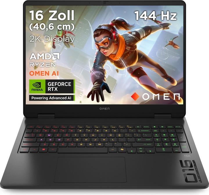 Produktbild HP Omen 16-ap0091ng Gaming Notebook 40,6 cm (16 Zoll) (16", 1000.00 GB, 16 GB, DE, AMD Ryzen 9 8940HX)