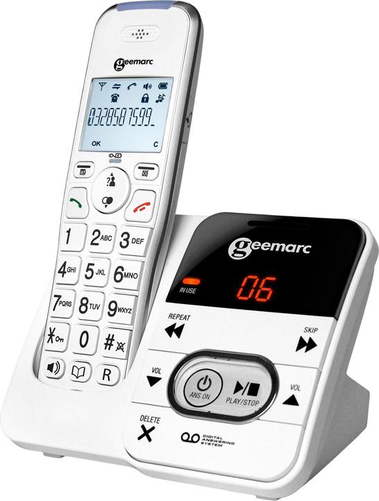 Actual product image Geemarc AMPLIDECT 295 Cordless telephone for seniors Answering machine Illuminated display White