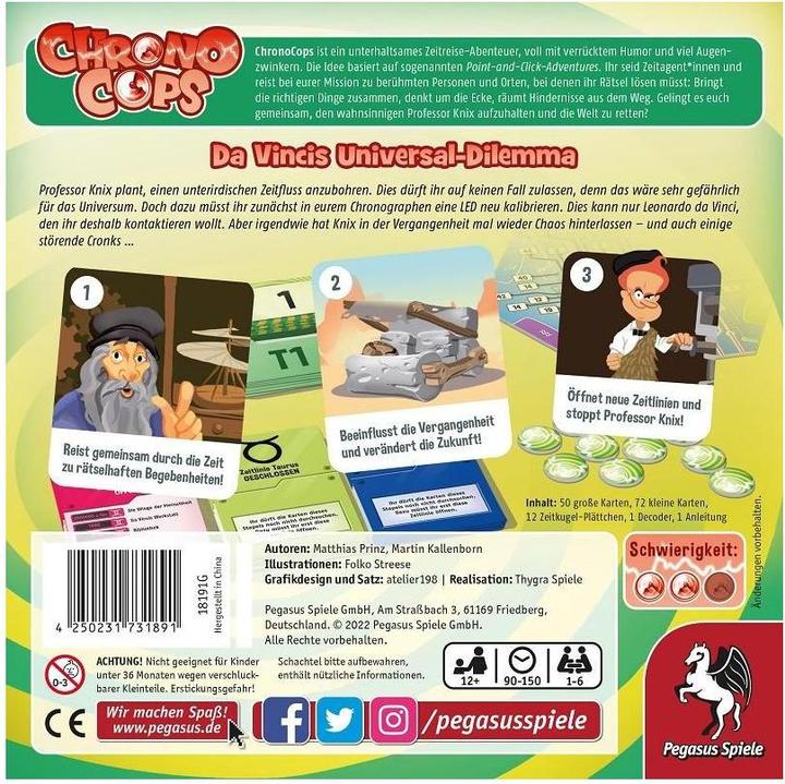 Actual product image Pegasus 18191G - ChronoCops - Da Vinci's Universal Dilemma, card game, from 12 years (DE edition) (German)