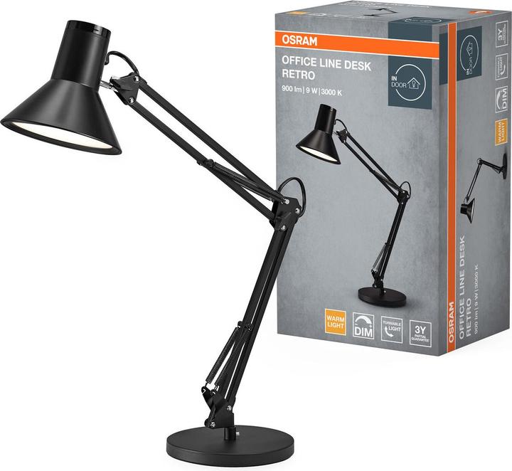 Actual product image Osram LED Tischleuchte Office Line Desk Retro 9W 830 Black Dimmbar Warm weiss 4099854463952