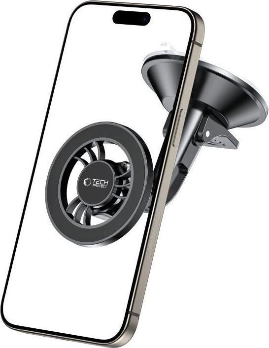 Actual product image Tech-Protect N56 Magnetic MagSafe Car Holder for Cockpit, Windshield Mount - Black