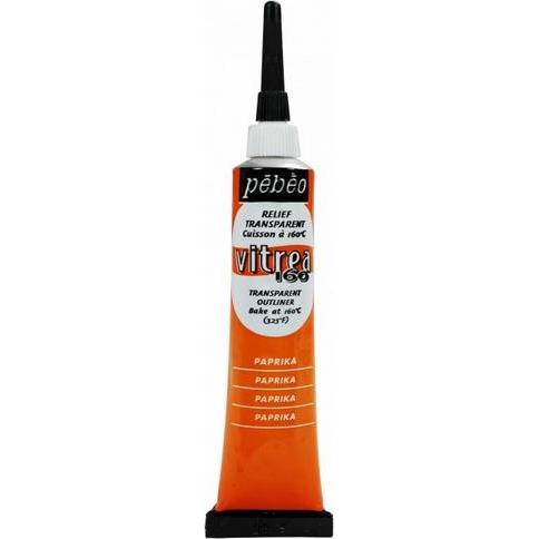 Pebeo, Künstlerfarbe + Bastelfarbe, Vitrea 160 Relieffarben (Paprika, 20 ml)