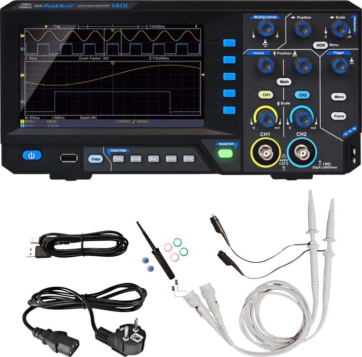 Produktbild Peaktech P 1401 Digital Speicher Oszilloskop (CAT II 400V)