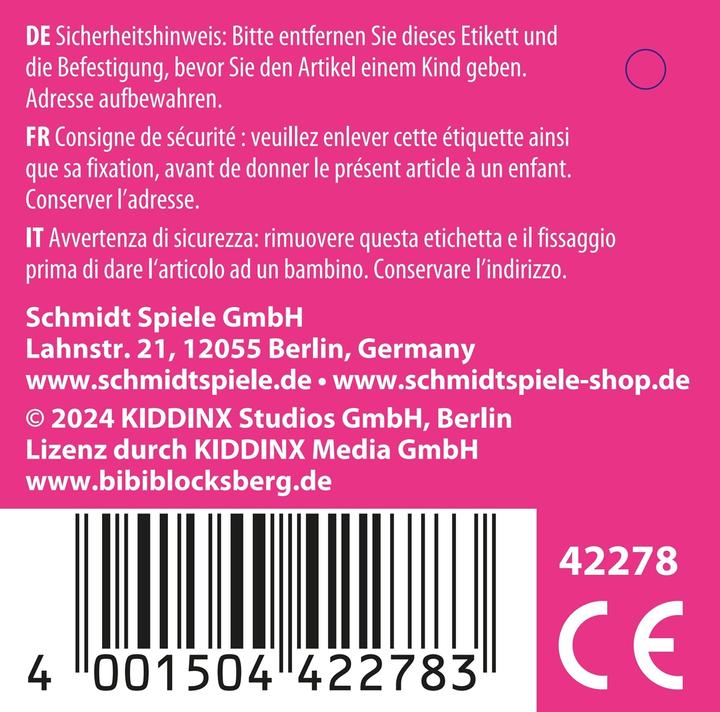Nutritional values and ingredients Schmidt Spiele Bibi Blocksberg, Bibi Blocksberg, 25 cm