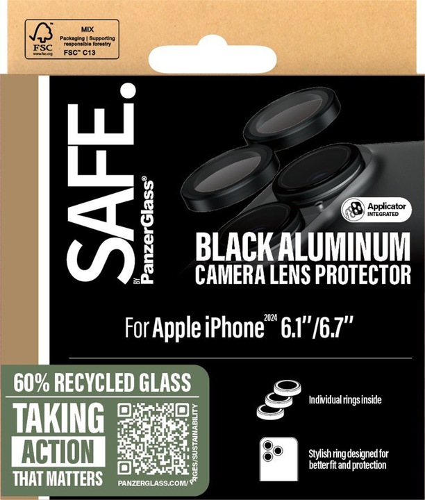 Image du produit Safe Protecteur de caméra (1 pièce(s), Apple iPhone 16, Apple iPhone 16 Plus)